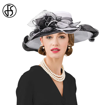 Organza Kentucky Derby Hats For Women With Veil Flower Feather