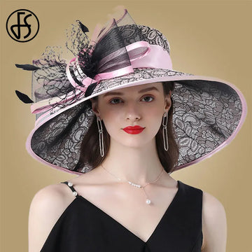 Pink Wide Brim Hats Kentucky Derby Hat For Women