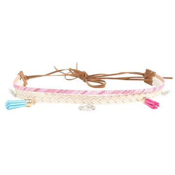 Intricate Leather Fringe Weave Hat Band