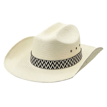Straw Hat – Off-White with B&W Woven Band