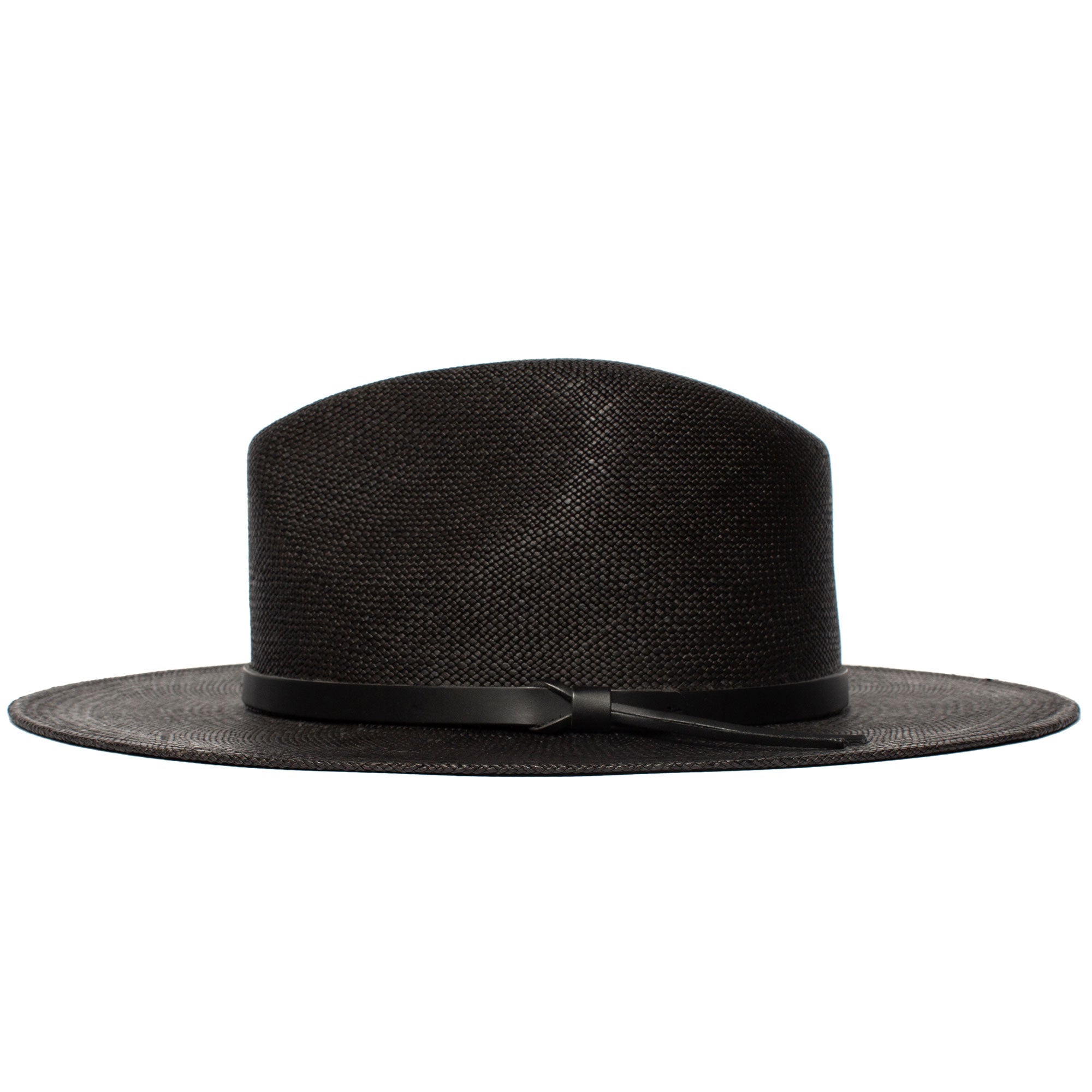 Summer Straw Fedora Hat-Black