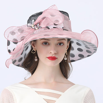 Charming Mesh and Feather Kentucky Derby Hat Wedding Bride Organza Wide Brim Hats