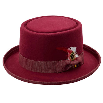 Burgundy Formal Hat – Feather Accent