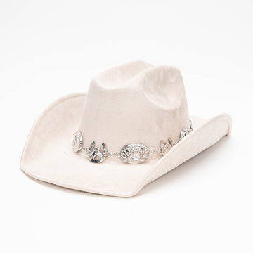 Premium Felt Cattleman Hat with Ornate Horse & Horseshoe Chain Band