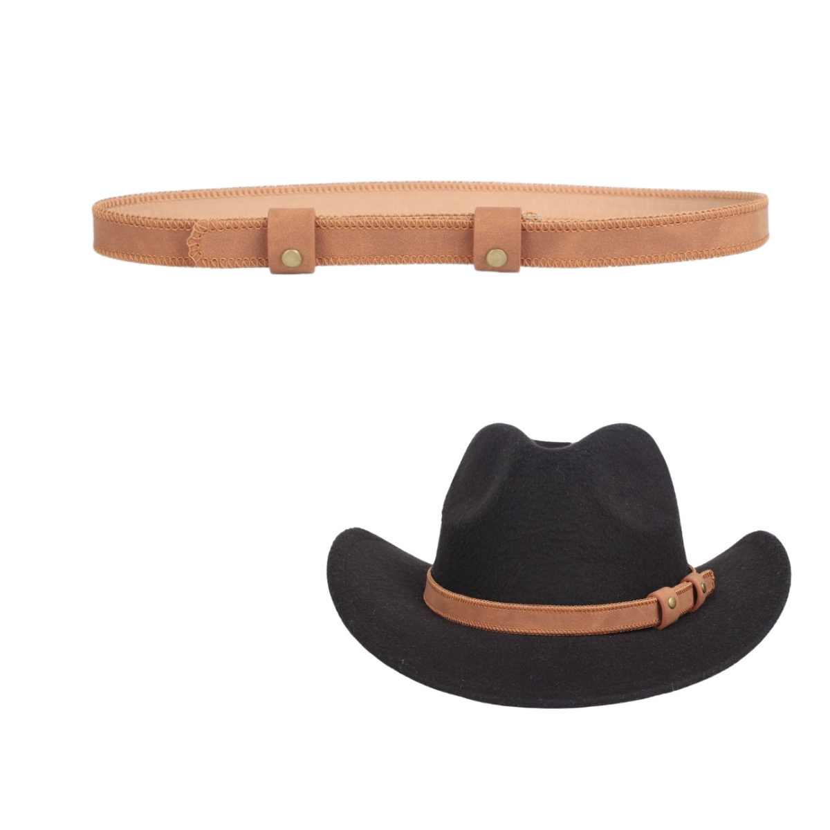 Camel Leather Hat Bands