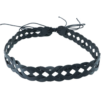 BLACK BRAIDED LEATHER HAT BAND
