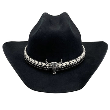 Bold Black Hat – Cow Accent on Band