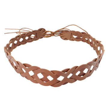 BROWN BRAIDED LEATHER HAT BAND