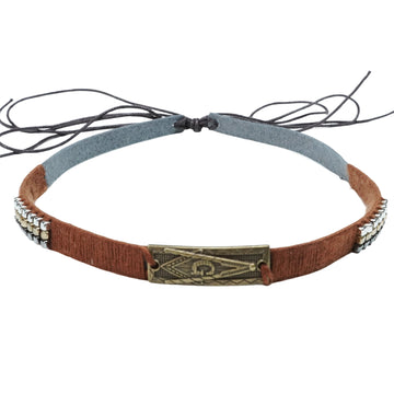 BROWN BRAIDED METAL HAT BAND