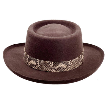 Brown Gambler Hat – Patterned Band