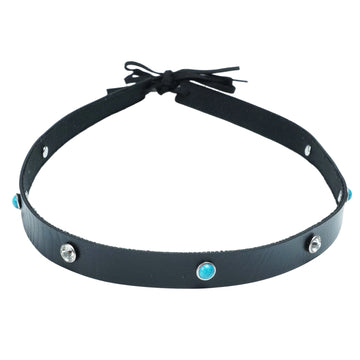 TURQUOISE STONE LEATHER HAT BAND