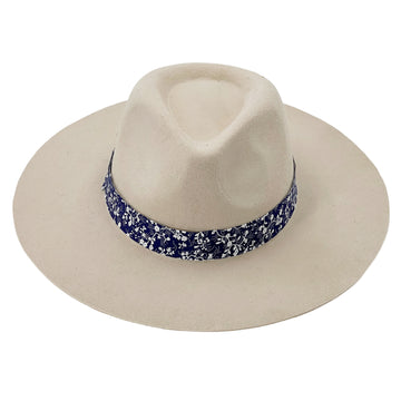 Custom Floral Band Hat – Ivory White