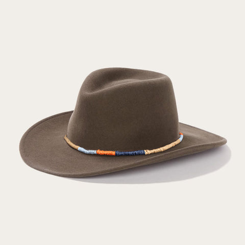 Brown Felt Hat with Colorful Rope Hatband