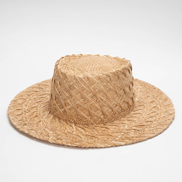 Natural Woven Straw Hat with Classic Round Crown