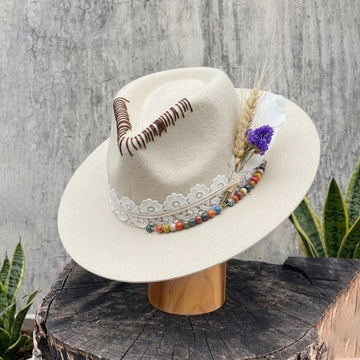 Classic Teardrop Crown - Cream with Colorful Beads