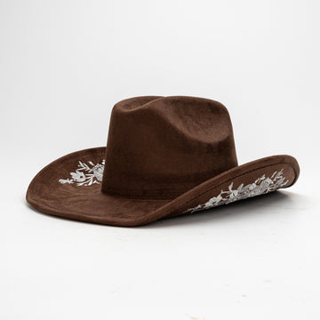 Premium Felt Cattleman Hat with Embroidered Floral Brim