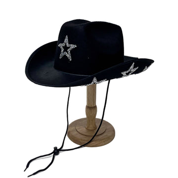 Classic Black Cattleman Hat with Sparkling Star Accents