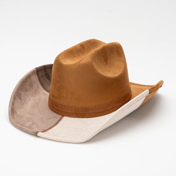 Color-Blocked Cattleman Hat with Smooth Suede Finish