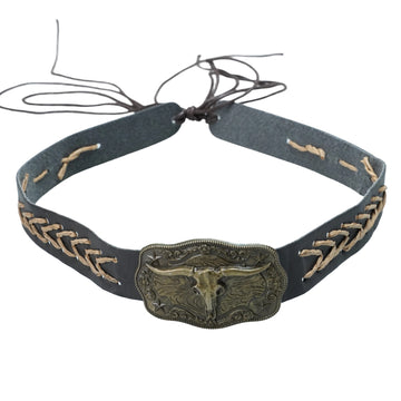 SHEEP HEAD METAL LEATHER HAT BAND