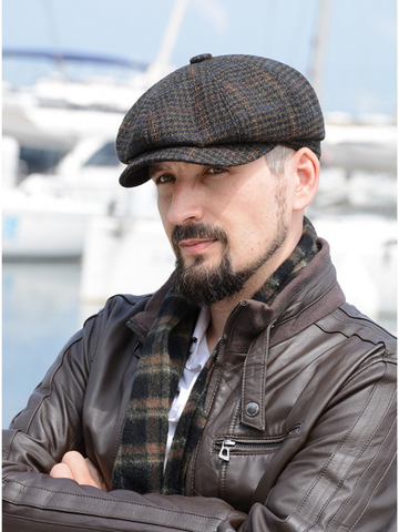 Vintage-Inspired Tweed Wool Tweed Newsboy Cap