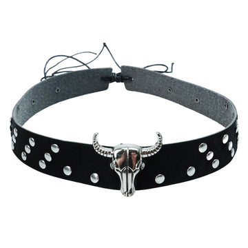 BULL HEAD METAL LEATHER HAT BAND