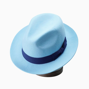 Chic Soft Hat – Serene Blue Body, Deep Navy Bow