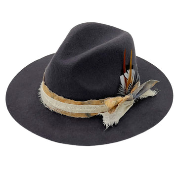 Modern Gray Hat – Feather Accent Detail