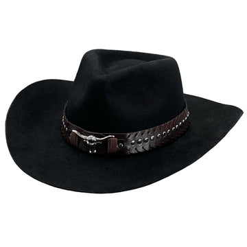Cowboy Hat – Leather Band, Metal Cow