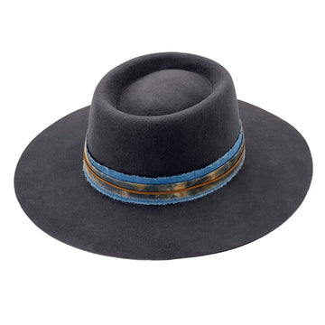 Gray Gambler Hat – Tie-Dye & Leather Band
