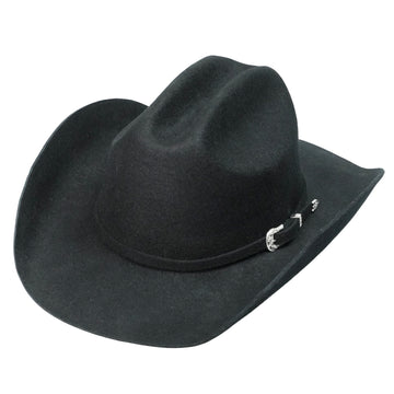 Western Felt Hat – Black Crown, Sleek Curled Edge