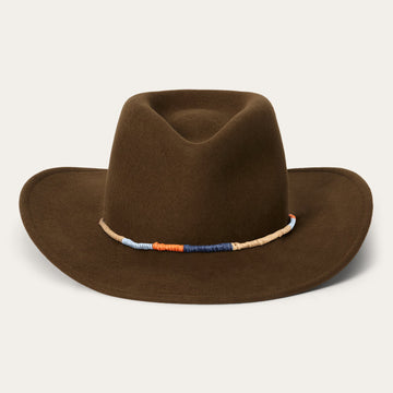 Classic Brown Felt Hat with Colorful Rope Hatband