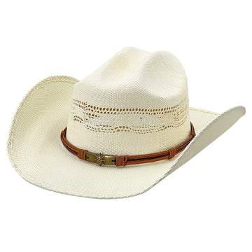 Straw Hat with Vintage Clasp & Cut-Outs
