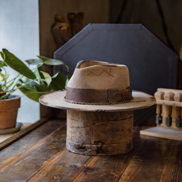 Distressed Felt Fedora Hat with Classic Crown