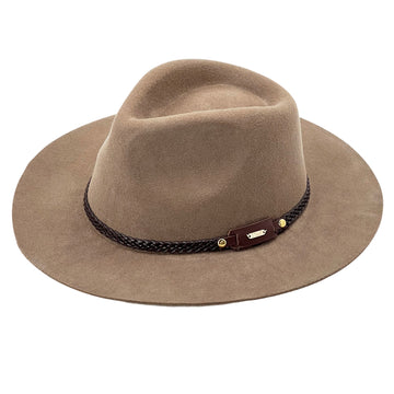 Earth-Tone Flat-Brim – Woven Leather Band