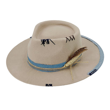 Hand-Decorated Felt Hat – Neutral Elegance