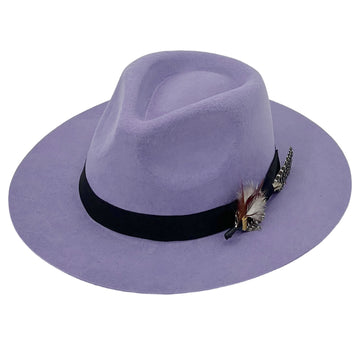 Violet Flat-Brim – Custom Feather Accent