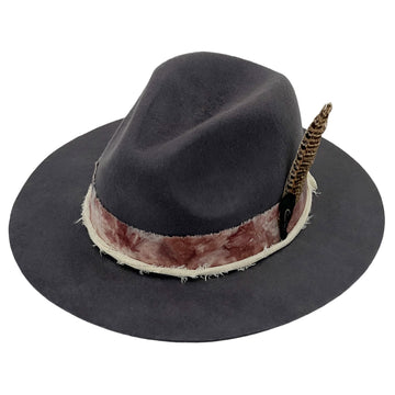 Cool Gray Fedora – Tie-Dye Band & Feather