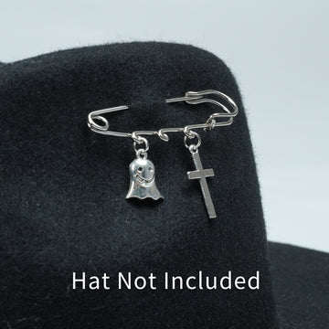 SILVER GHOST CROSS HAT PIN