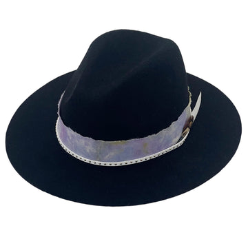 Black Flat-Brim – Purple Tie-Dye & Feather Band