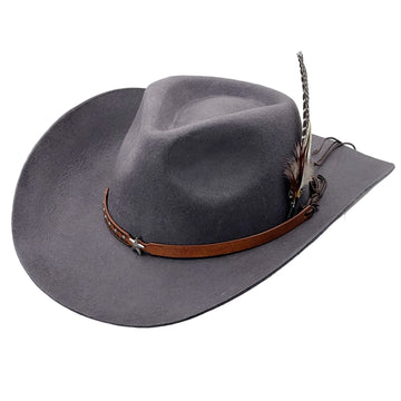 Modern Earthy Gray Hat – Metal Clasp Accent