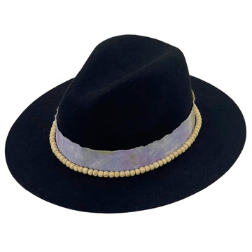 Black Flat-Brim – Purple Tie-Dye & Beads
