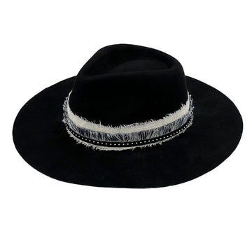 Black Wide-Brim Hat – Woven Band Detail