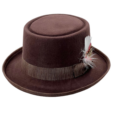 Deep Brown Round-Crown – Vintage Feather Detail