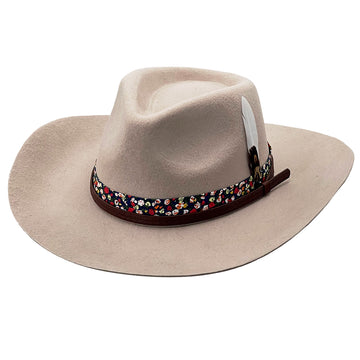 Teardrop Felt Hat – Floral Accent & Feather