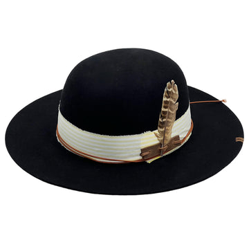 Black Flat-Brim – Striped Band