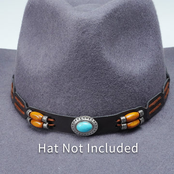 TURQUOISE STONE LEATHER HAT BAND