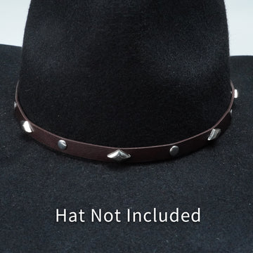 SILVER BUTTON LEATHER HAT BAND