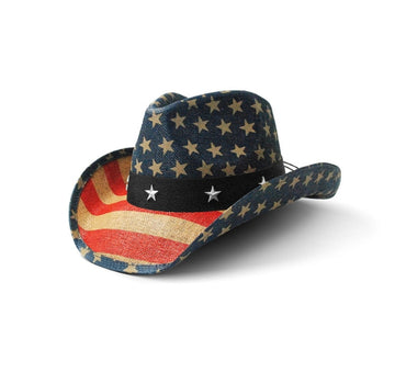 American Flag Design Straw Cowboy Hat