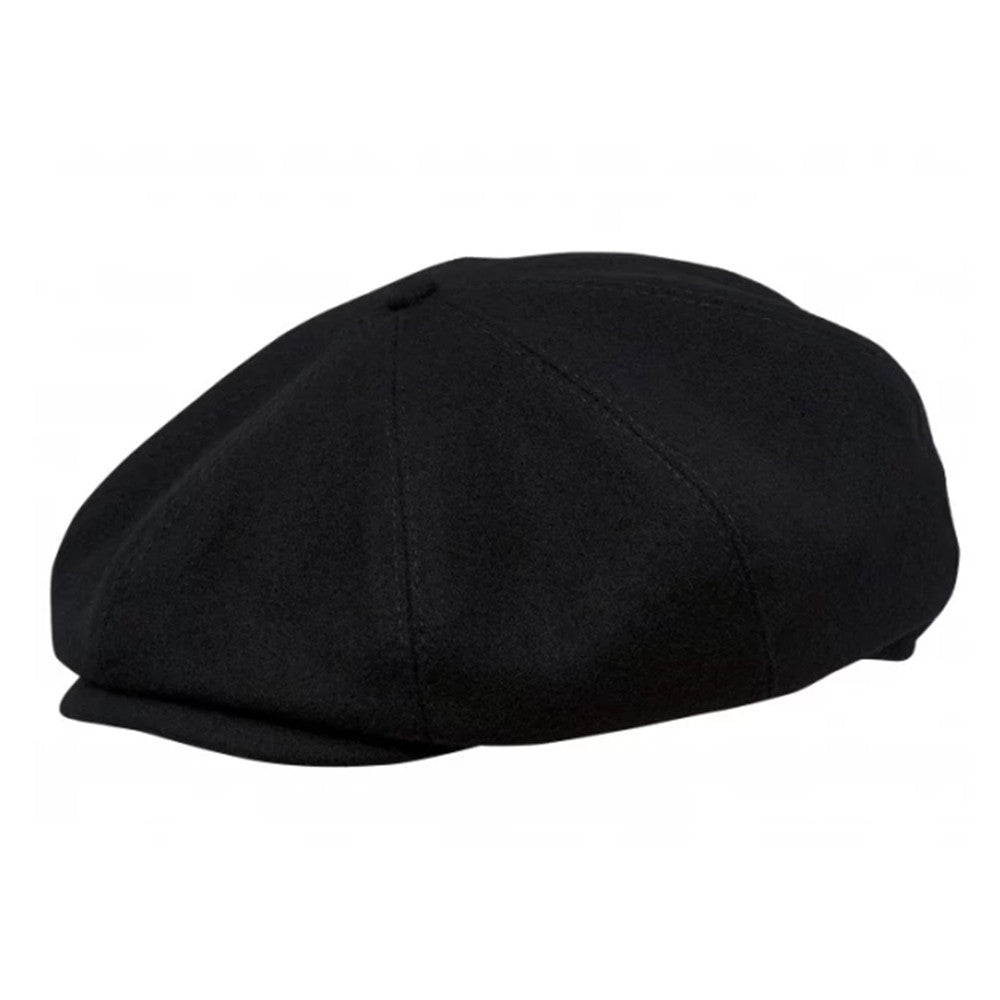 Eight Piece Wool Newsboy Cap-Black