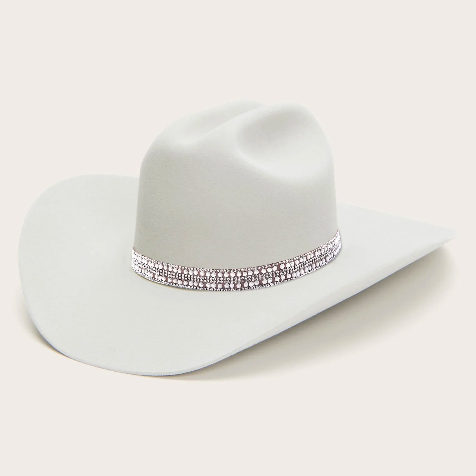 Classic Felt Cowboy Hat with Rhinestone Leather Hatband